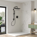 Wall Mount Pressure-Balanced Shower System, 13" Rainfall Shower Head with Slider Bar Handheld Spray SFS-1097-BK9 - Matte Black