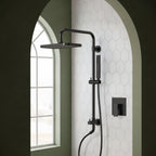 Wall Mount Pressure-Balanced Shower System, 13" Rainfall Shower Head with Slider Bar Handheld Spray SFS-1097-BK9 - Matte Black