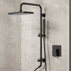 Wall Mount Pressure-Balanced Shower System, 13" Rainfall Shower Head with Slider Bar Handheld Spray SFS-1097-BK9 - Matte Black