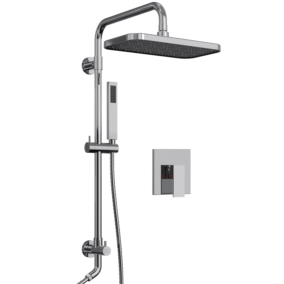 Wall Mount Pressure-Balanced Shower System, 13" Rainfall Shower Head with Slider Bar Handheld Spray SFS-1097-NK9 - Brushed Nickel