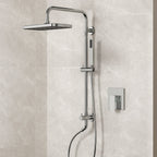 Wall Mount Pressure-Balanced Shower System, 13" Rainfall Shower Head with Slider Bar Handheld Spray SFS-1097-CH9 - Chrome