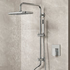 Wall Mount Pressure-Balanced Shower System, 13" Rainfall Shower Head with Slider Bar Handheld Spray SFS-1097-CH9 - Chrome