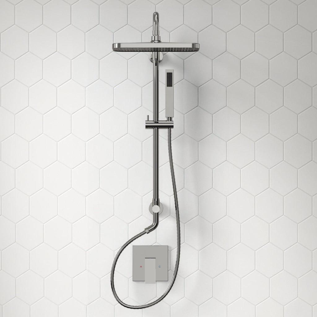 Wall Mount Pressure-Balanced Shower System, 13" Rainfall Shower Head with Slider Bar Handheld Spray SFS-1097-CH9 - Chrome