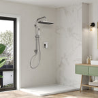 Wall Mount Pressure-Balanced Shower System, 13" Rainfall Shower Head with Slider Bar Handheld Spray SFS-1097-CH9 - Chrome