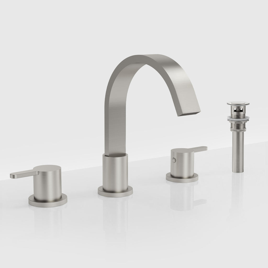 Widespread Bathroom Faucet 3 Hole, 2-handle Bathroom Sink Faucet with Drain Assembly SFS-1115-NK - Brushed Nickel