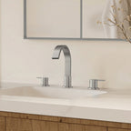 Widespread Bathroom Faucet 3 Hole, 2-handle Bathroom Sink Faucet with Drain Assembly SFS-1115-NK - Brushed Nickel