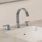 Widespread Bathroom Faucet 3 Hole, 2-handle Bathroom Sink Faucet with Drain Assembly SFS-1115-NK - Brushed Nickel