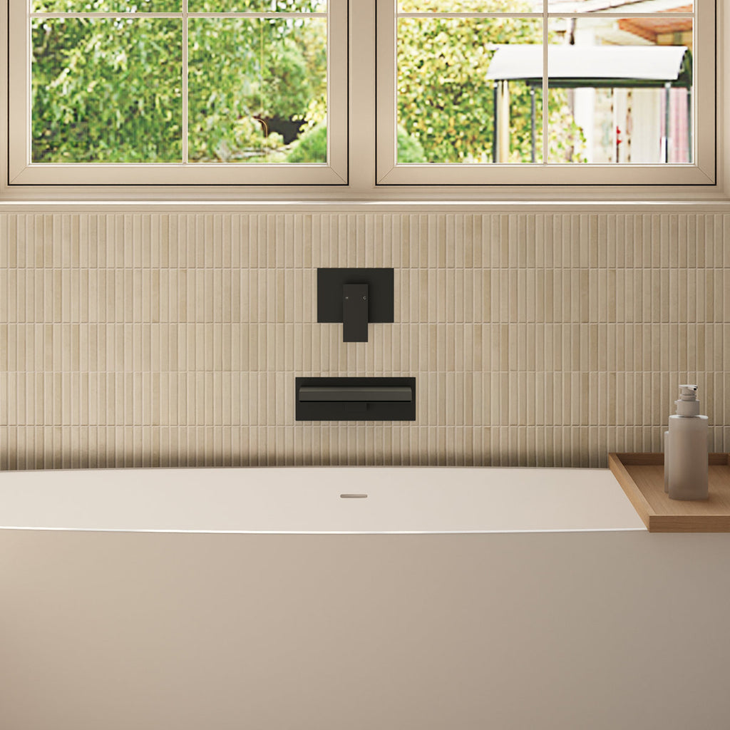 One Handle Wall Mount Waterfall Roman Tub Faucet SFS-1110-BK - Matte Black