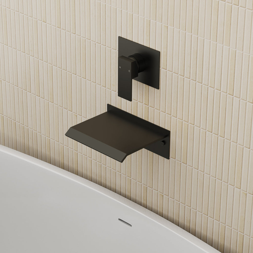 One Handle Wall Mount Waterfall Roman Tub Faucet SFS-1110-BK - Matte Black