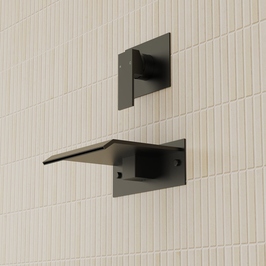 One Handle Wall Mount Waterfall Roman Tub Faucet SFS-1110-BK - Matte Black