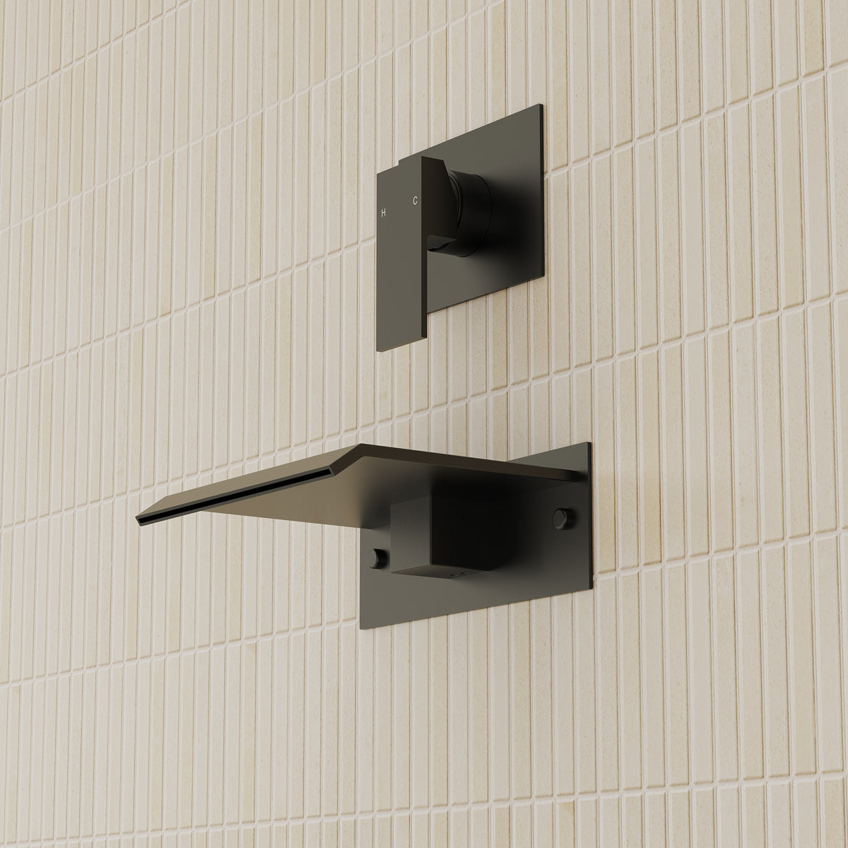 One Handle Wall Mount Waterfall Roman Tub Faucet SFS-1110-BK - Matte Black