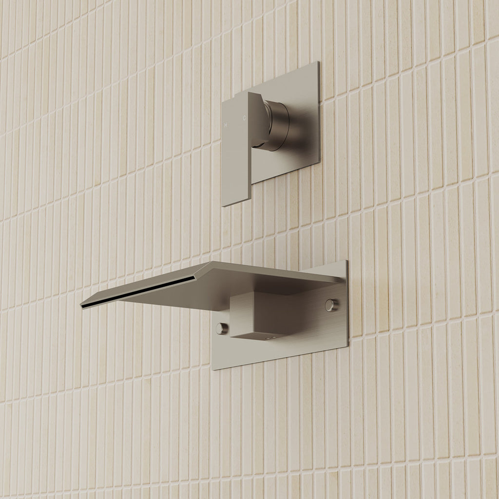 One Handle Wall Mount Waterfall Roman Tub Faucet SFS-1110-NK - Brushed Nickel