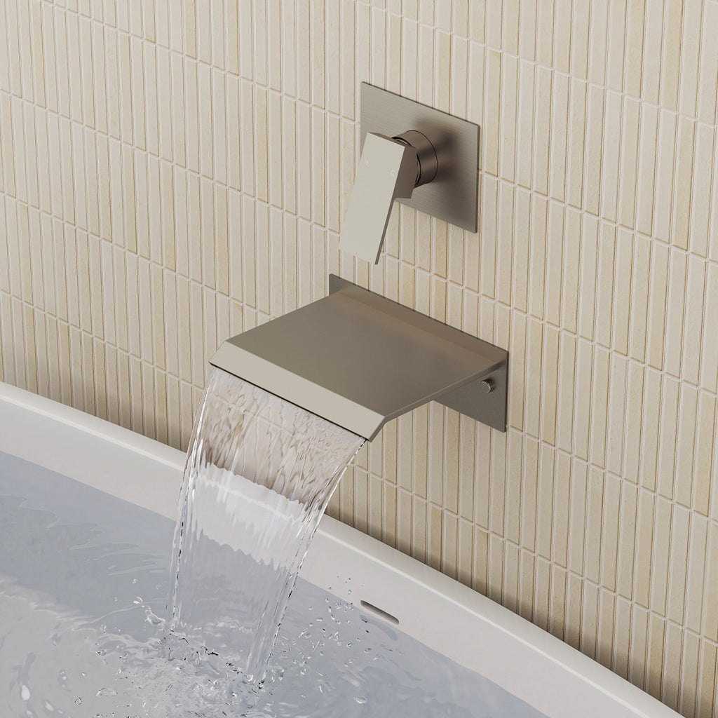 One Handle Wall Mount Waterfall Roman Tub Faucet SFS-1110-NK - Brushed Nickel