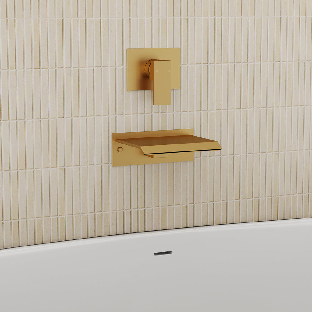 One Handle Wall Mount Waterfall Roman Tub Faucet SFS-1110-GD - Brushed Gold