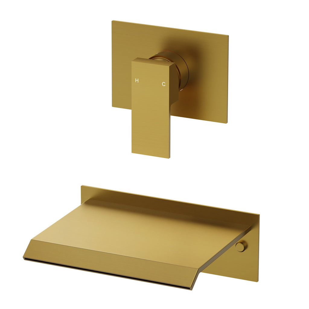One Handle Wall Mount Waterfall Roman Tub Faucet SFS-1110-GD - Brushed Gold