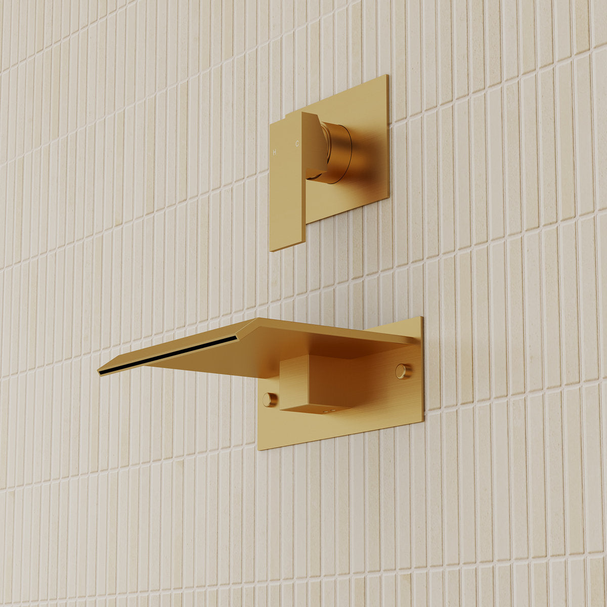 One Handle Wall Mount Waterfall Roman Tub Faucet SFS-1110-GD - Brushed Gold