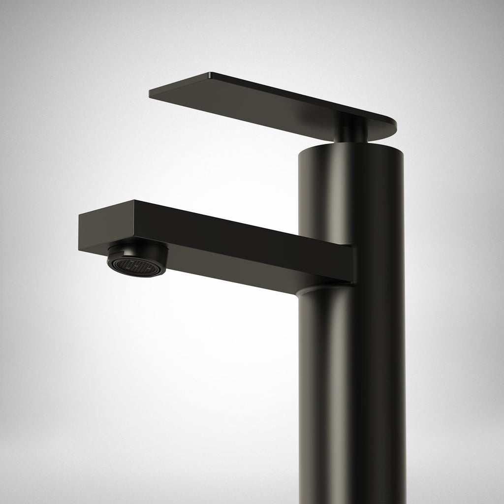 Single Hole Bathroom Faucet, Single Handle Bathroom Sink Faucet with Drain Assembly SFS-1122-BK - Matte Black