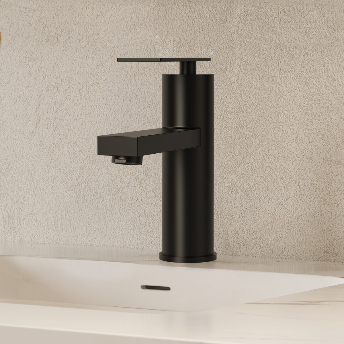 Single Hole Bathroom Faucet, Single Handle Bathroom Sink Faucet with Drain Assembly SFS-1122-BK - Matte Black