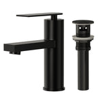 Single Hole Bathroom Faucet, Single Handle Bathroom Sink Faucet with Drain Assembly SFS-1122-BK - Matte Black