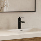 Single Hole Bathroom Faucet, Single Handle Bathroom Sink Faucet with Drain Assembly SFS-1122-BK - Matte Black