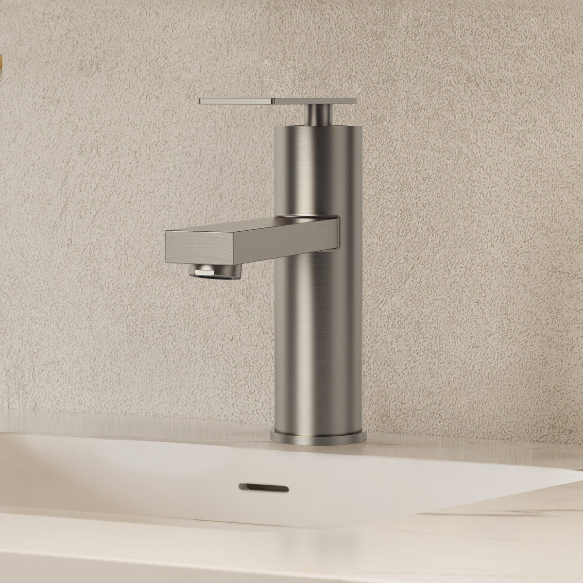 Single Hole Bathroom Faucet, Single Handle Bathroom Sink Faucet with Drain Assembly SFS-1122-NK - Brushed Nickel