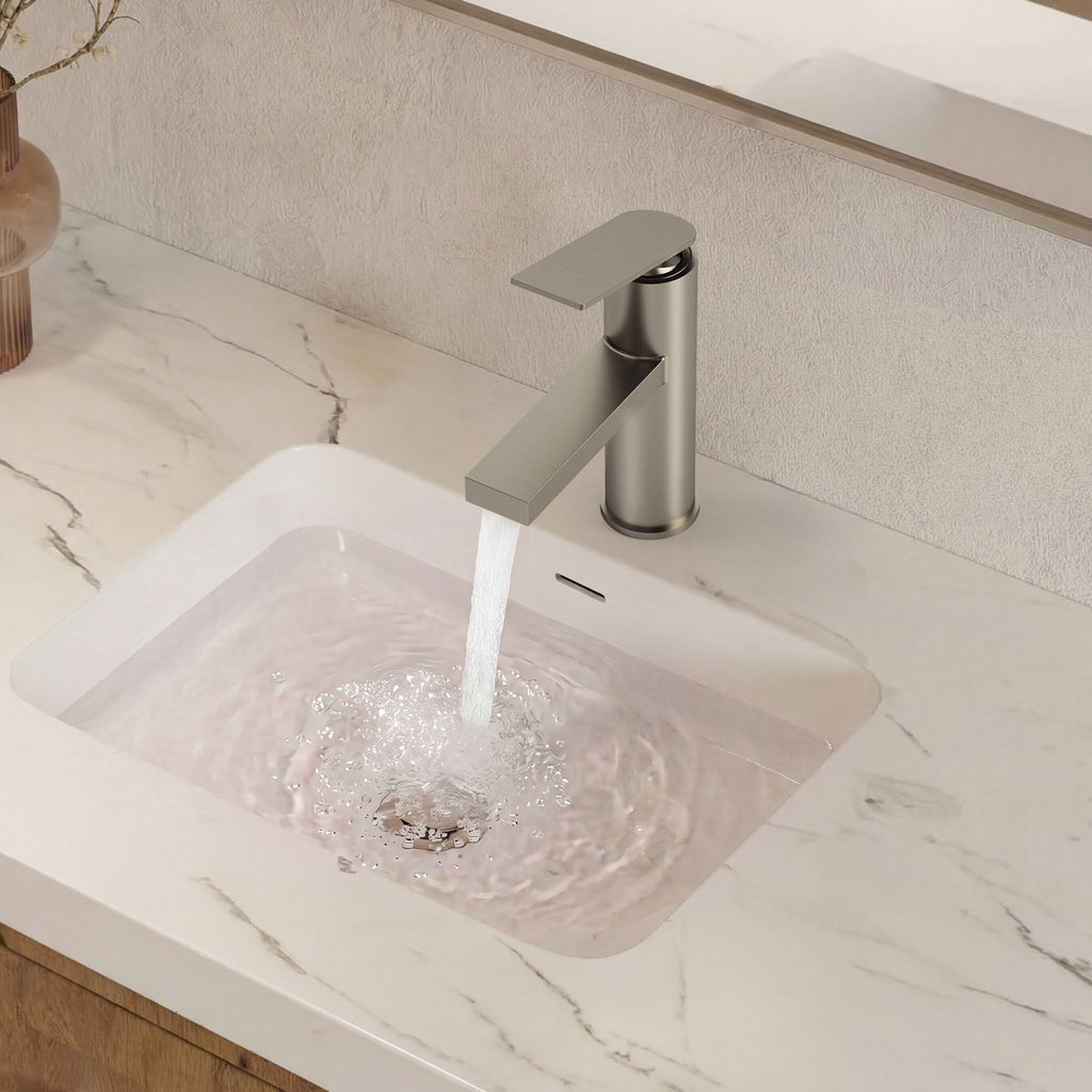 Single Hole Bathroom Faucet, Single Handle Bathroom Sink Faucet with Drain Assembly SFS-1122-NK - Brushed Nickel