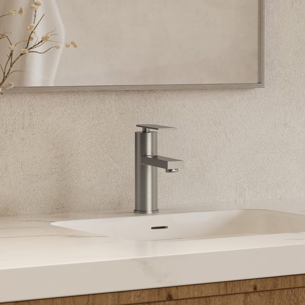 Single Hole Bathroom Faucet, Single Handle Bathroom Sink Faucet with Drain Assembly SFS-1122-NK - Brushed Nickel