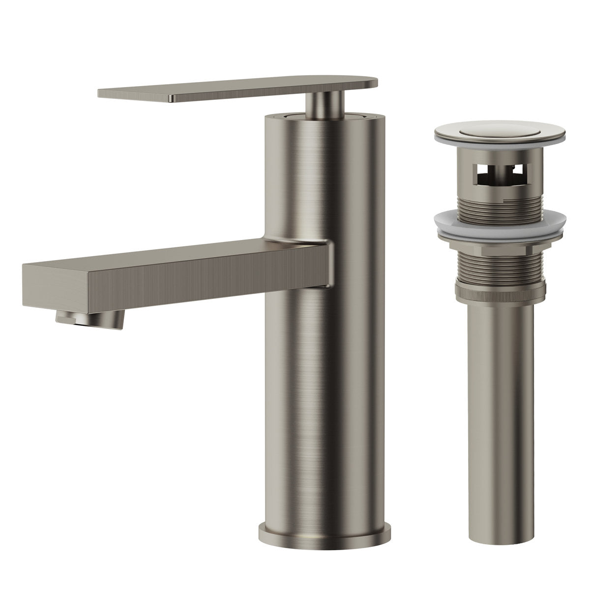 Single Hole Bathroom Faucet, Single Handle Bathroom Sink Faucet with Drain Assembly SFS-1122-NK - Brushed Nickel