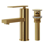 Single Hole Bathroom Faucet, Single Handle Bathroom Sink Faucet with Drain Assembly SFS-1122-GD - Brushed Gold