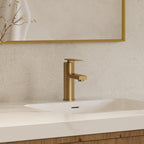 Single Hole Bathroom Faucet, Single Handle Bathroom Sink Faucet with Drain Assembly SFS-1122-GD - Brushed Gold