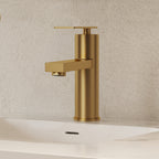Single Hole Bathroom Faucet, Single Handle Bathroom Sink Faucet with Drain Assembly SFS-1122-GD - Brushed Gold