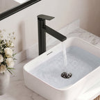 Single Hole Vessel Bathroom Faucet, Single Handle Vessel Bathroom Sink Faucet with Drain Assembly SFS-1123-BK - Matte Black