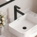Single Hole Vessel Bathroom Faucet, Single Handle Vessel Bathroom Sink Faucet with Drain Assembly SFS-1123-BK - Matte Black