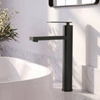 Single Hole Vessel Bathroom Faucet, Single Handle Vessel Bathroom Sink Faucet with Drain Assembly SFS-1123-BK - Matte Black