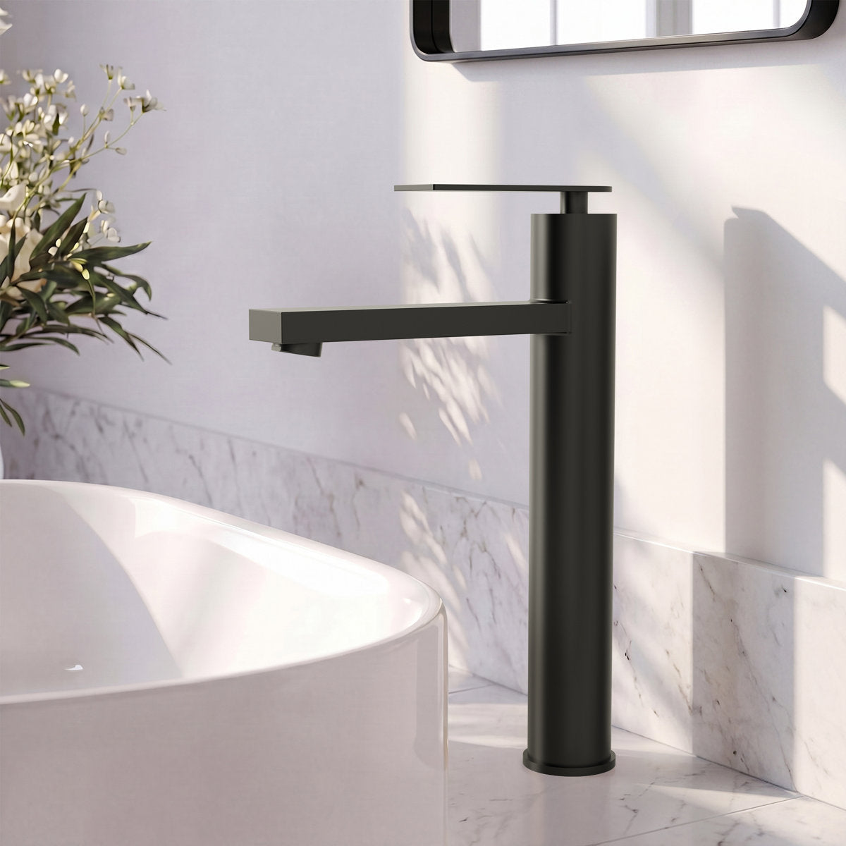 Single Hole Vessel Bathroom Faucet, Single Handle Vessel Bathroom Sink Faucet with Drain Assembly SFS-1123-BK - Matte Black