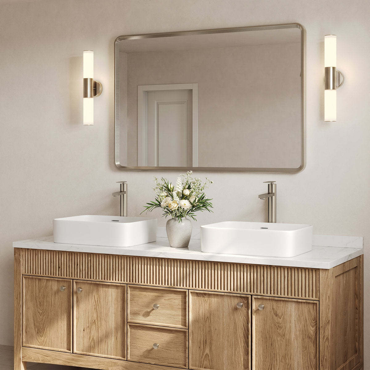 Single Hole Vessel Bathroom Faucet, Single Handle Vessel Bathroom Sink Faucet with Drain Assembly SFS-1123-NK - Brushed Nickel