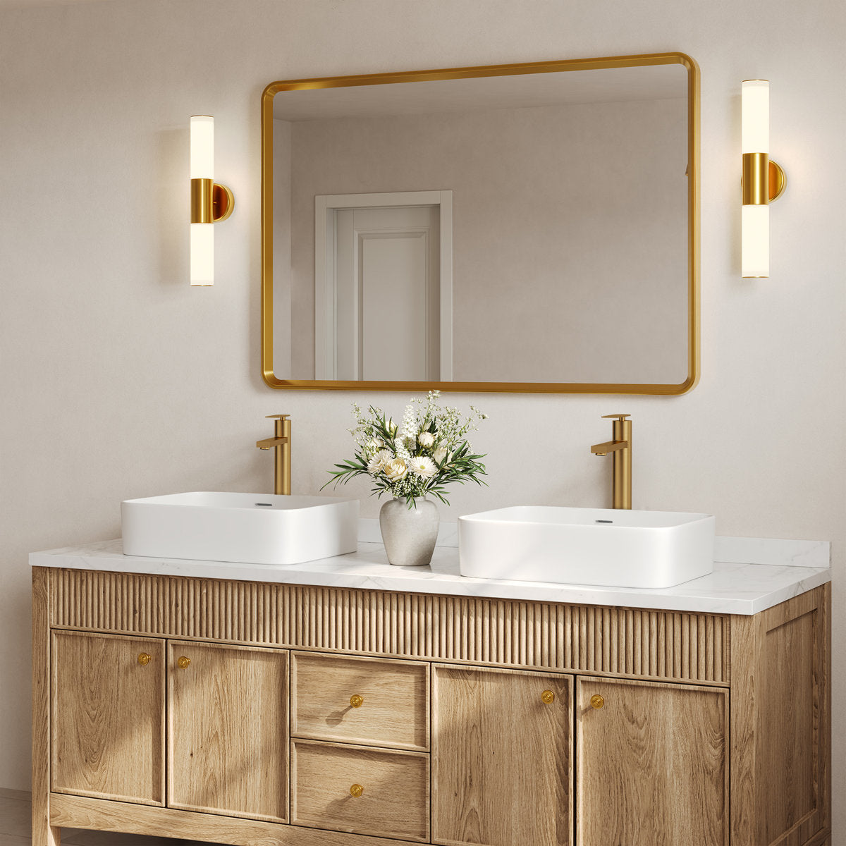 Single Hole Vessel Bathroom Faucet, Single Handle Vessel Bathroom Sink Faucet with Drain Assembly SFS-1123-GD - Brushed Gold
