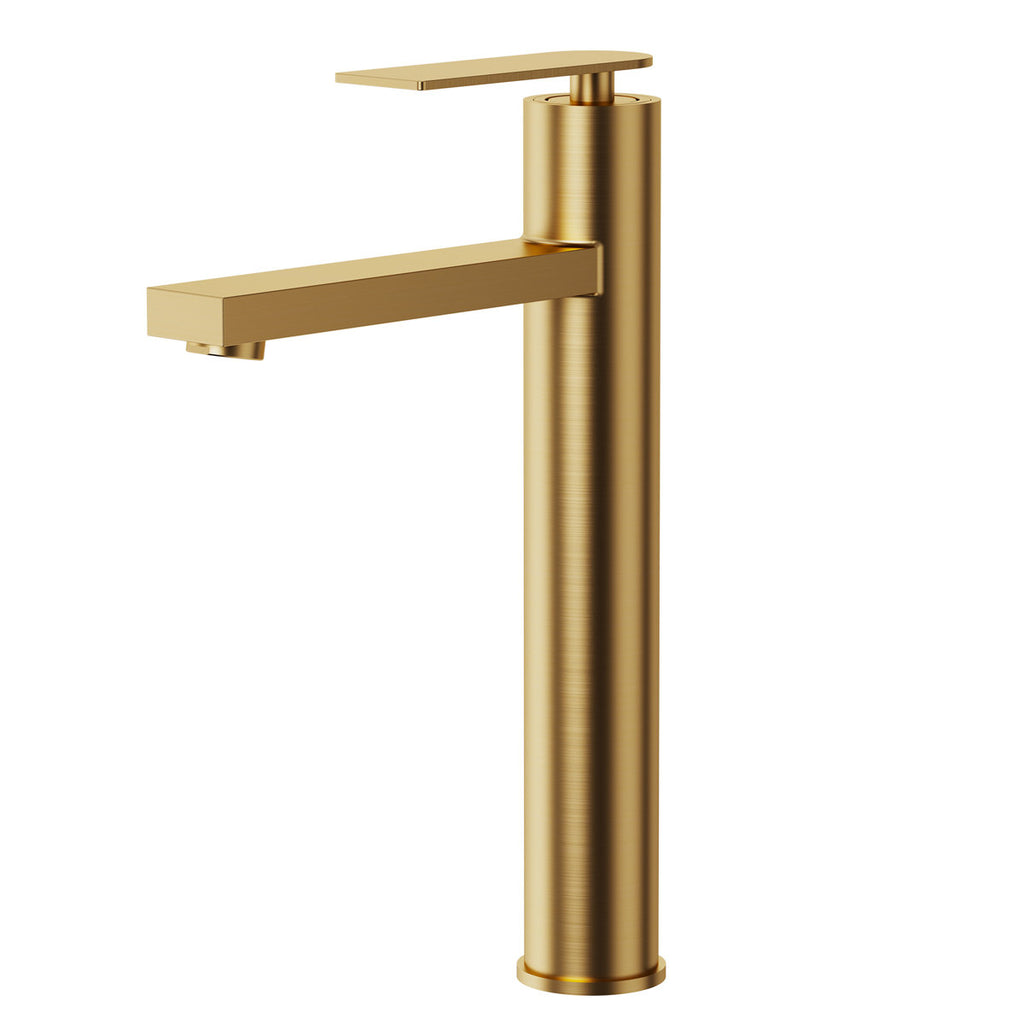 Single Hole Vessel Bathroom Faucet, Single Handle Vessel Bathroom Sink Faucet with Drain Assembly SFS-1123-GD - Brushed Gold