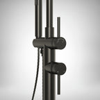 Freestanding Floor Mount Tub Filler Faucet with Handheld Shower SFS-1093-BK - Matte Black