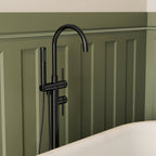 Freestanding Floor Mount Tub Filler Faucet with Handheld Shower SFS-1093-BK - Matte Black