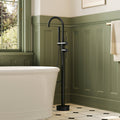 Freestanding Floor Mount Tub Filler Faucet with Handheld Shower SFS-1093-BK - Matte Black