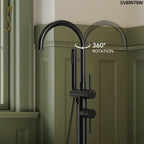 Freestanding Floor Mount Tub Filler Faucet with Handheld Shower SFS-1093-BK - Matte Black