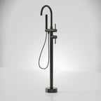 Freestanding Floor Mount Tub Filler Faucet with Handheld Shower SFS-1093-BK - Matte Black