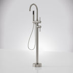 2 Handle Freestanding Floor Mount Tub Filler Faucet with Handheld Shower SFS-1093-NK - Brushed Nickel