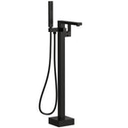 Freestanding Tub Filler Floor Mount Bathtub Faucet with Hand Shower SFS-1094-BK - Matte Black