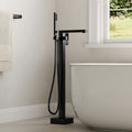 Freestanding Tub Filler Floor Mount Bathtub Faucet with Hand Shower SFS-1094-BK - Matte Black