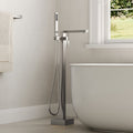 Freestanding Tub Filler Floor Mount Bathtub Faucet with Hand Shower SFS-1094-NK - Brushed Nickel