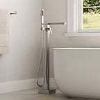 Freestanding Tub Filler Floor Mount Bathtub Faucet with Hand Shower SFS-1094-NK - Brushed Nickel