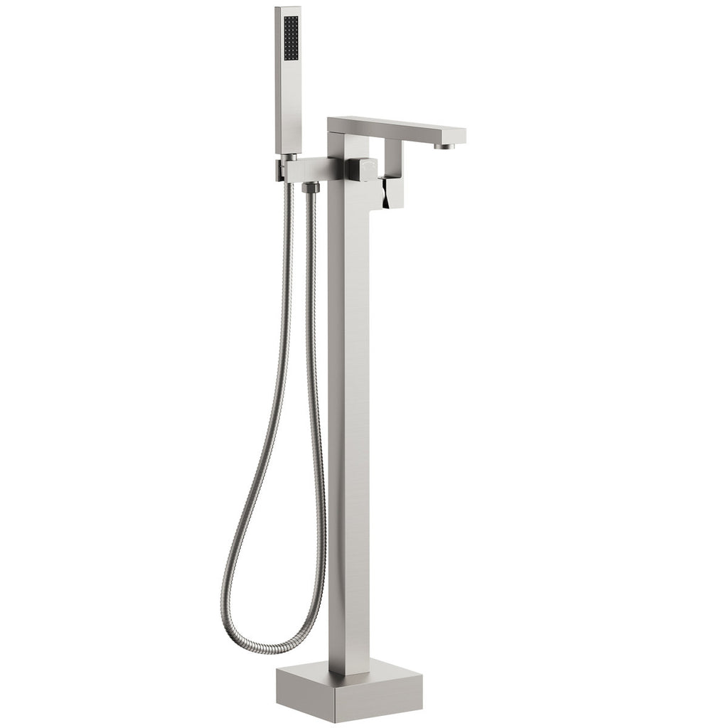 Freestanding Tub Filler Floor Mount Bathtub Faucet with Hand Shower SFS-1094-NK - Brushed Nickel