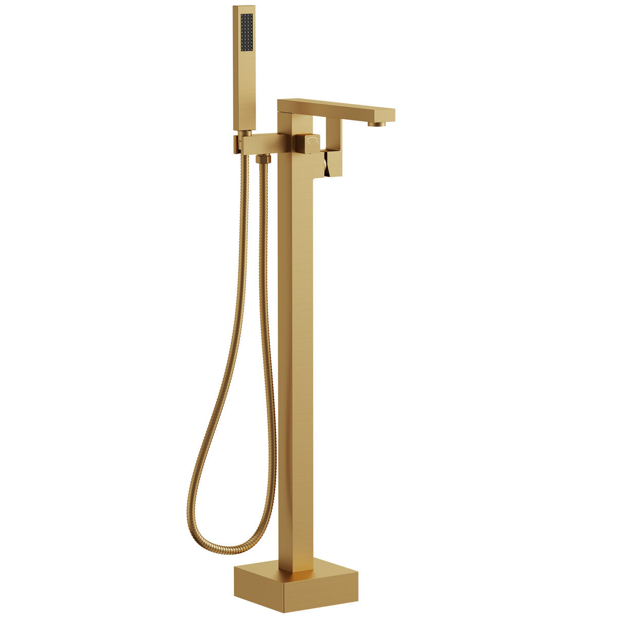 Freestanding Floor Mount Tub Filler Bathtub Faucet with Hand Shower SFS-1094-GN - Brushed Gold